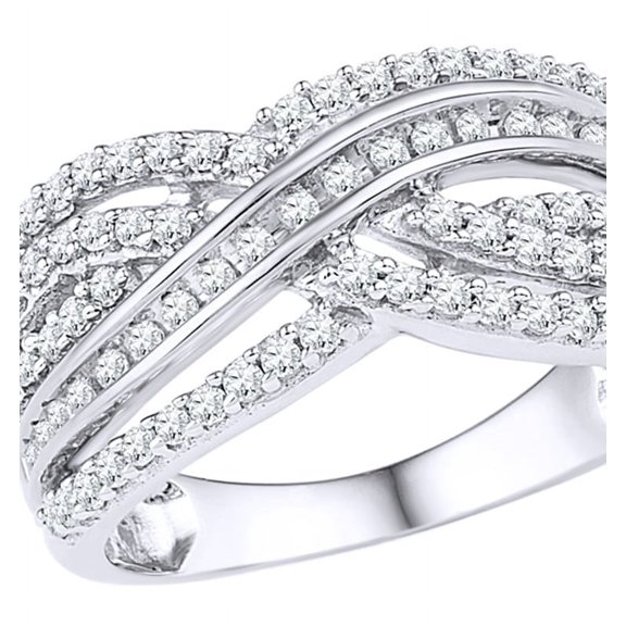 AFFY White Natural Diamond Layered Crossover Ring in 10k White Gold