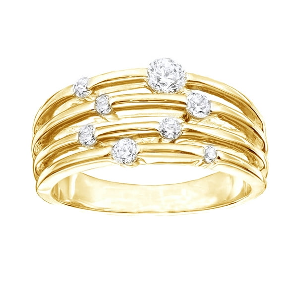 AFFY White Natural Diamond Layered Orbit Ring In Solid Gold (0.5 Cttw)