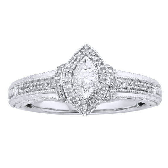 AFFY White Natural Diamond Marquise Frame Promise Ring in 10k Solid Gold By