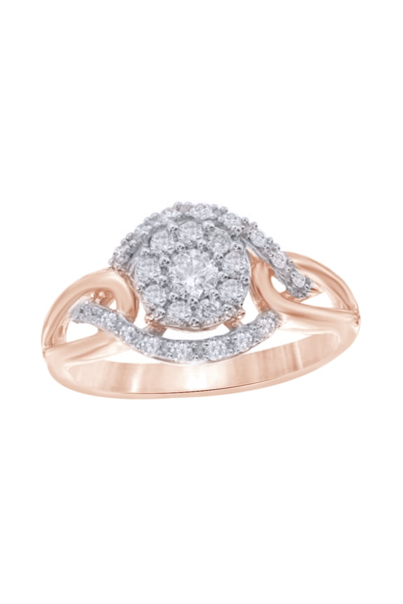 White Natural Diamond Open Cluster Ring In 10k Rose Gold (0.5 Cttw)
