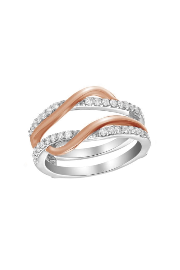 White Natural Diamond Overlay Solitaire Enhancer Ring in 14k Two-Tone White Gold (3/8 Cttw)