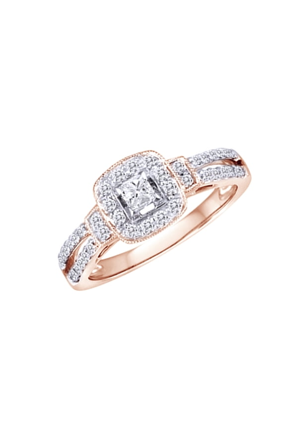 White Natural Diamond Promise Ring In 10k Rose Gold (0.5 Cttw)
