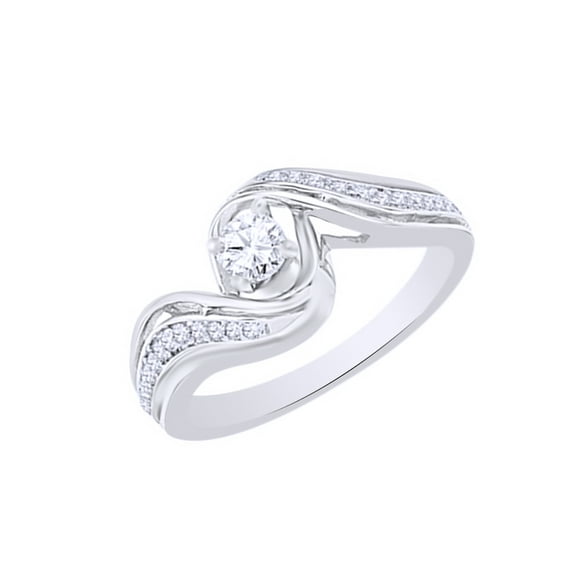 AFFY White Natural Diamond Promise Ring In 10k White Gold (0.33 Cttw)