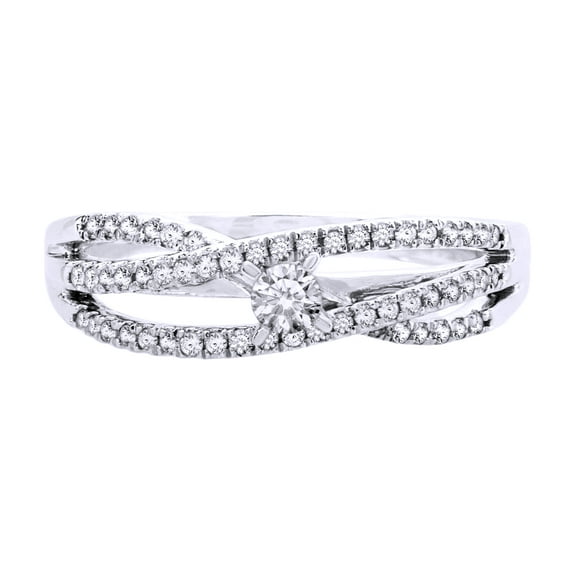 AFFY White Natural Diamond Promise Ring In 10k White Gold (0.38 Cttw)