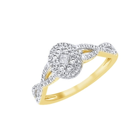 AFFY White Natural Diamond Promise Ring In 10k Yellow Gold (0.33 Cttw)
