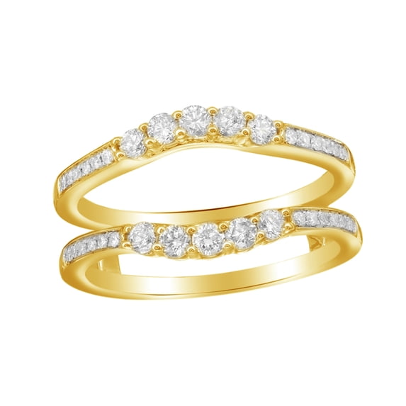 AFFY White Natural Diamond Solitaire Enhancer Engagement Ring in 14k Yellow Gold (1/2 Cttw)
