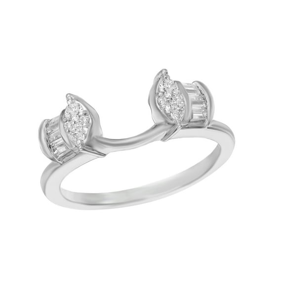 AFFY White Natural Diamond Solitaire Enhancer Guard Ring Wrap In 14k White Gold (1/3 Cttw)