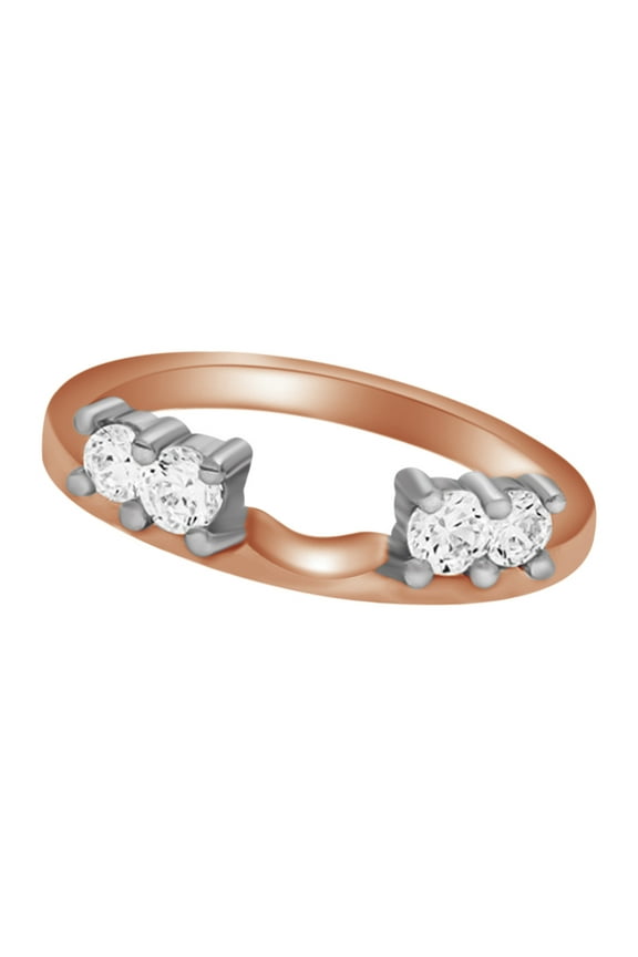 White Natural Diamond Solitaire Enhancer Guard Wrap Ring 14k Two Tone Solid Gold (1 Cttw)