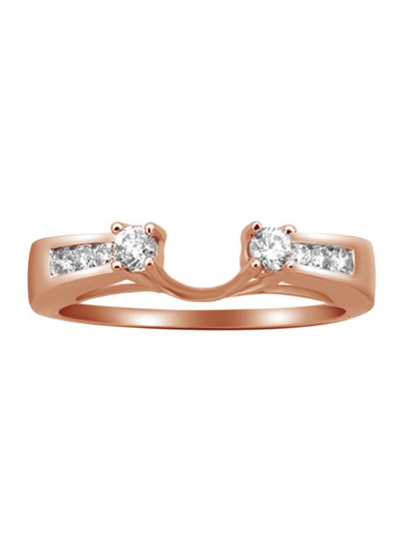 White Natural Diamond Solitaire Enhancer Ring Guard in 14k White Gold (1/2 Cttw)
