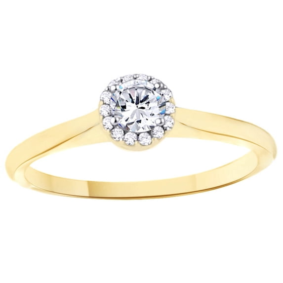 AFFY White Natural Diamond Solitaire Ring In 14k Yellow Gold (0.25 Cttw)