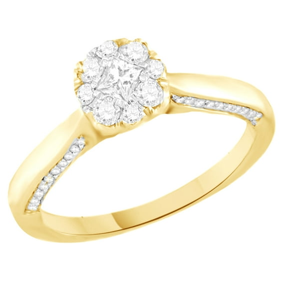 White Natural Diamond Solitaire Ring In 14k Yellow Gold (0.53 Cttw)