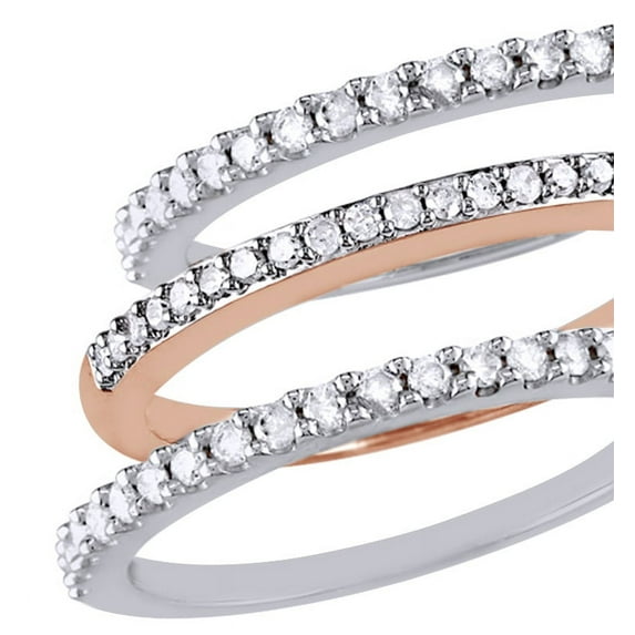 AFFY White Natural Diamond Stackable Three Ring Set in Two-Tone 10k White Gold