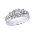 thumbnail image 1 of AFFY White Natural Diamond Three-Stone Bridal Set In 10k White Gold (0.25 Cttw), 1 of 1