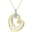 thumbnail image 1 of AFFY White Natural Diamond Triple Heart Two Tone Pendant Necklace In 14k Yellow Gold, 1 of 1