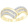 thumbnail image 1 of AFFY White Natural Diamond Triple Row Chevron Ring In 10k Yellow Gold, 1 of 1