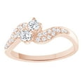 thumbnail image 1 of White Natural Diamond Twist Cluster Ring In 14k Rose Gold (0.49 Cttw), 1 of 1