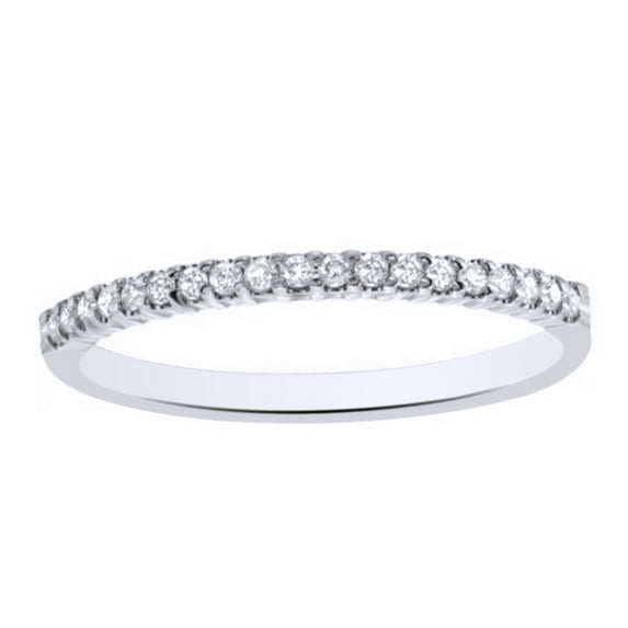 AFFY White Natural Diamond Wedding Band Ring In 10k White Gold (0.16 Cttw)