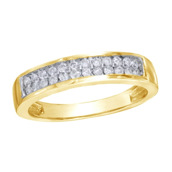 AFFY White Natural Diamond Wedding Band Ring In 10k Yellow Gold (0.25 Cttw)
