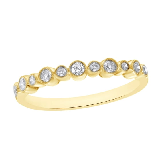 AFFY White Natural Diamond Wedding Band Ring In 10k Yellow Gold (0.25 Cttw)
