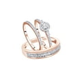 thumbnail image 1 of AFFY White Natural Diamond Wedding & Engagement Trio Band Ring Set In 10k Rose Gold (0.5 Cttw), 1 of 6