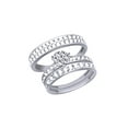 thumbnail image 1 of AFFY White Natural Diamond Wedding & Engagement Trio Band Ring Set In 10k White Gold (0.12 Cttw), 1 of 1