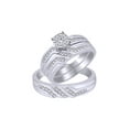thumbnail image 1 of AFFY White Natural Diamond Wedding & Engagement Trio Band Ring Set In 10k White Gold (0.28 Cttw), 1 of 1