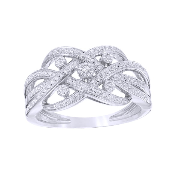 AFFY White Natural Diamond Woven Engagement Ring in 10k Solid Gold (0.25 Cttw)