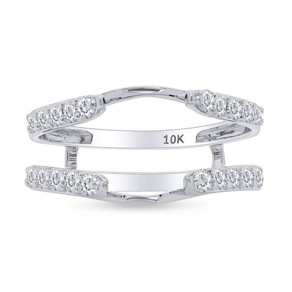 AFFY White Natural Diamond Wrap Enhancer Solitaire Ring In 10k White Gold (0.5 Cttw)