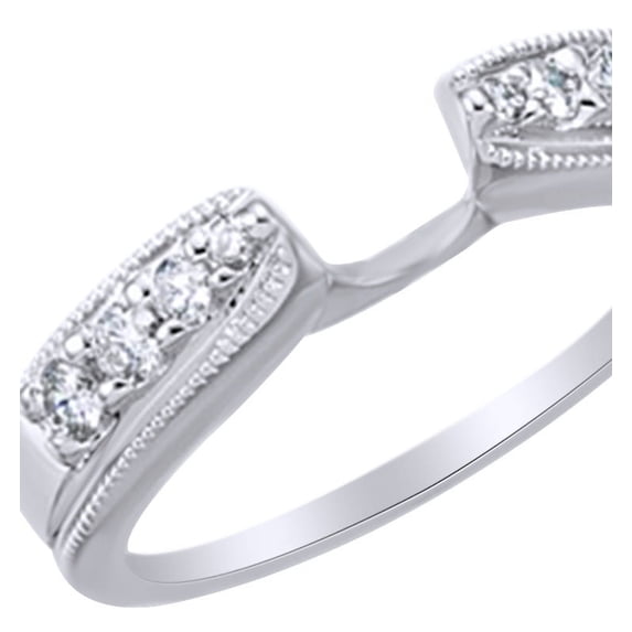 AFFY White Natural Diamond Wrap Style Enhancer Ring in 14k White Gold Ring Size : 13.5