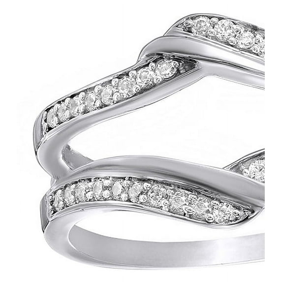 AFFY White Natural Diamond pass Solitaire Enhancer Ring in 10k White Gold (0.25 Cttw)