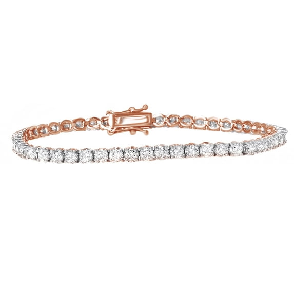 AFFY White Natural Round Brilliant Tennis Bracelet In 14K White Gold Over Sterling Silver 7" (5 Ct)