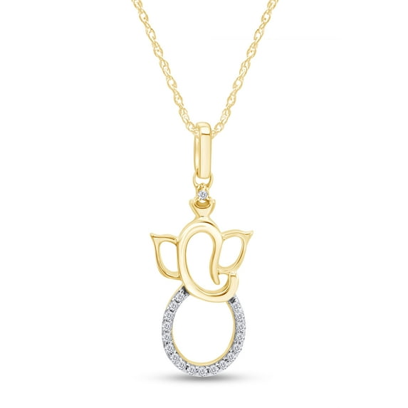 AFFY Yellow Gold Over Sterling Silver Stamped 925 Hindu Ganesh / Ganapati Religious Pendant Necklace