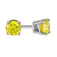 thumbnail image 1 of AFFY Yellow Natural Diamond Solitaire Stud Earrings In 14K Solid White Gold (0.5 Ct), 1 of 1