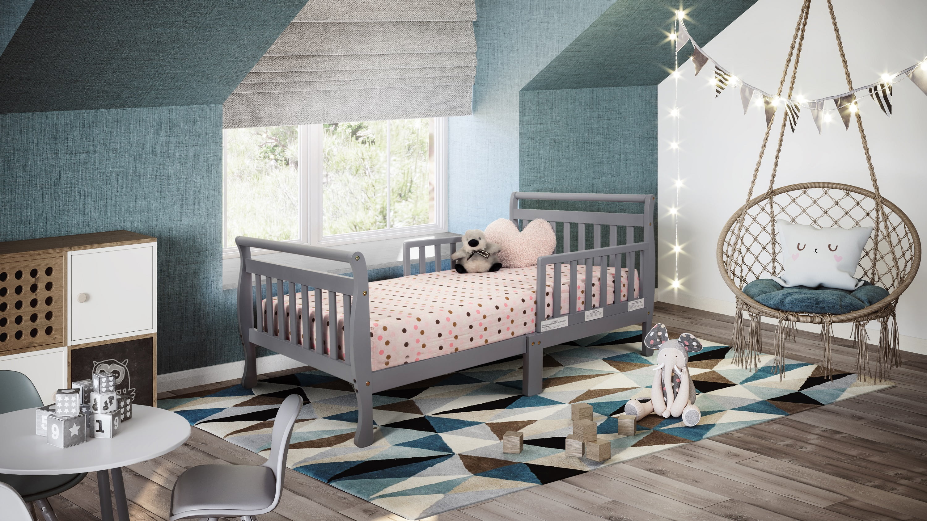 AFG Anna Classic Sleigh Toddler Bed, Gray