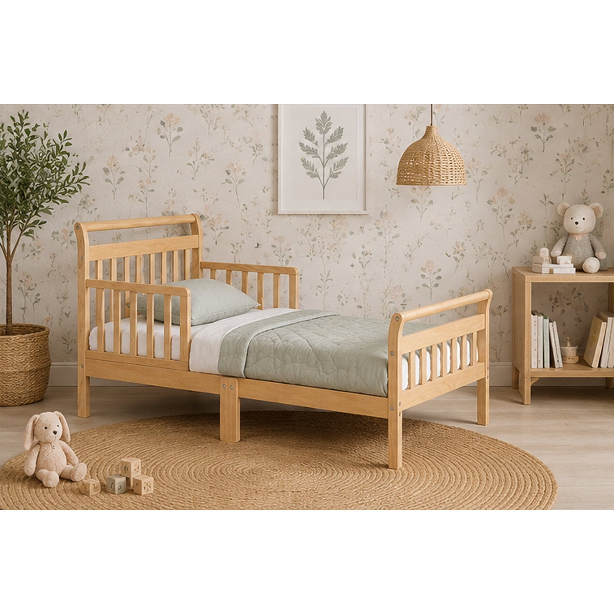 AFG Anna Classic Sleigh Wood Toddler Bed, Natural