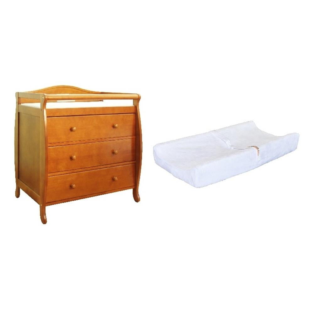 Pecan 3-Drawer Changing Table with Contoured Pad