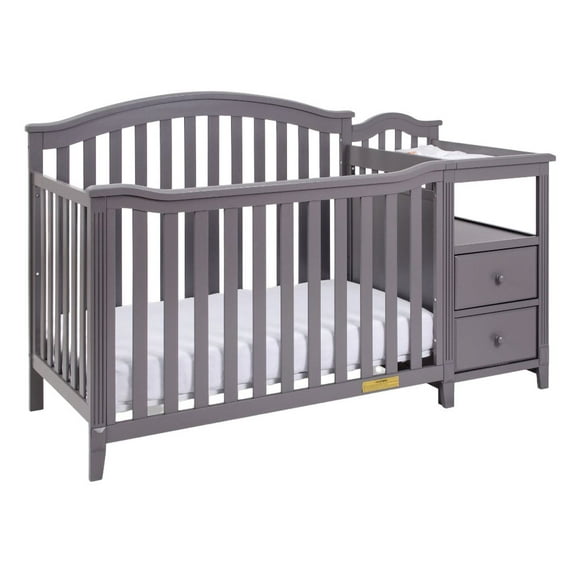 AFG Baby Furniture Kali 4-in-1 Convertible Crib and Changer, Gray
