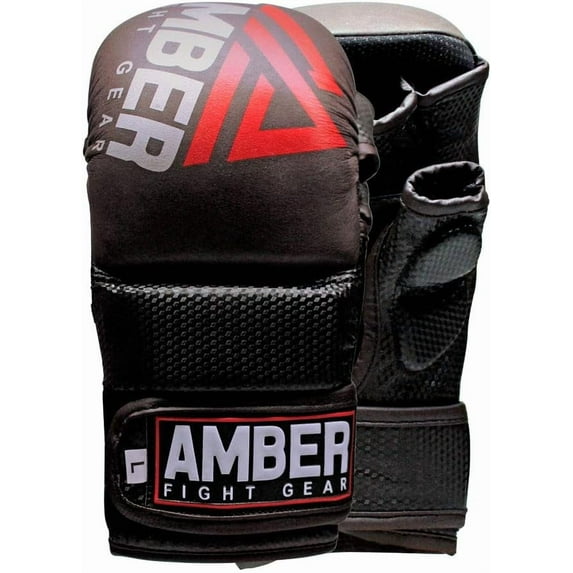 Contender Sparring MMA Gloves, Real Leather Hybrid Grappling Gloves for Martial Arts, Boxing, UFC Combat Training, Open Palm, Padded Half Thumb, Shock-Absorbing Foam, Small/Medium