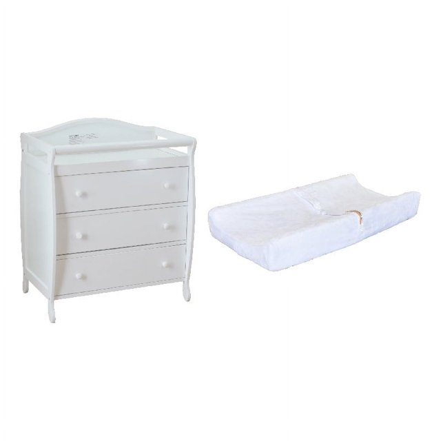 AFG Grace 3Drawer Changing Table White with Contoured Changing Pad and