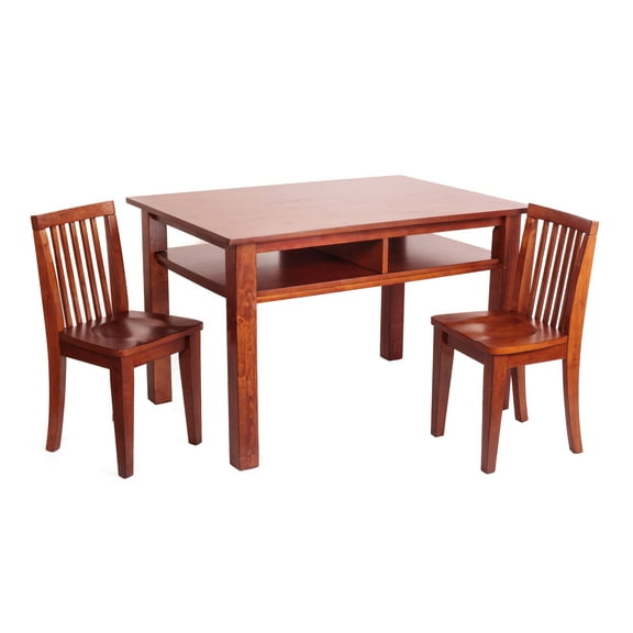 AFG Newton Wooden Kids Table and 2 Contoured Chairs Set, Mahogany