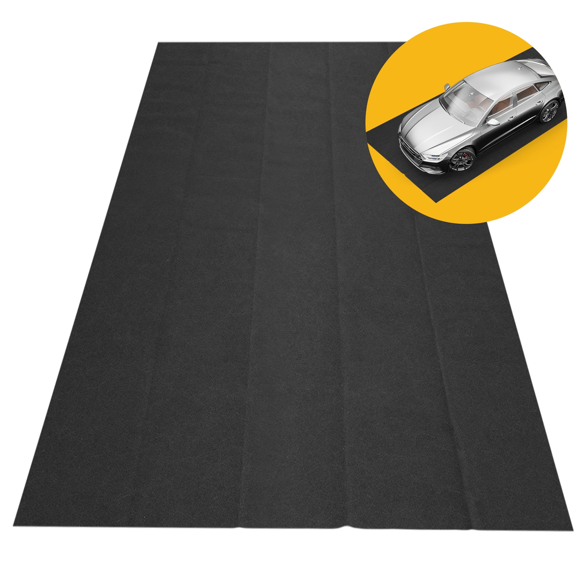 Black Medium Size Garage Carpet Mat with Anti-Slip Backing
