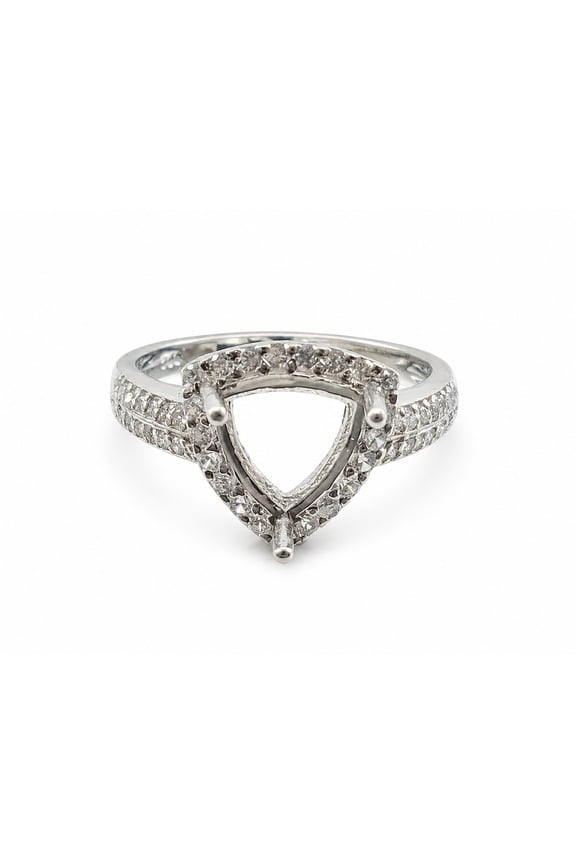8X8 MM Trillion Semi Mount Ring 925 Sterling Silver Unset Ring with Prong Setting for Women, Jewelry for Her Silver 4.5