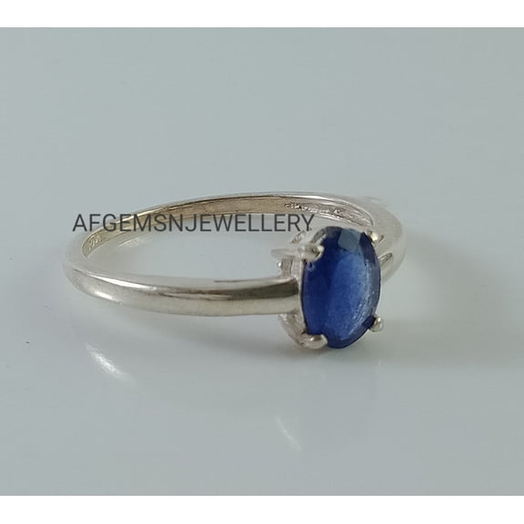 AFGEMSNJEWELLERY 925 Sterling Silver Blue Sapphire Ring for Women Oval Blue Sapphire Gems Jewelry Handmade Jewelry Gift for Her Silver 3