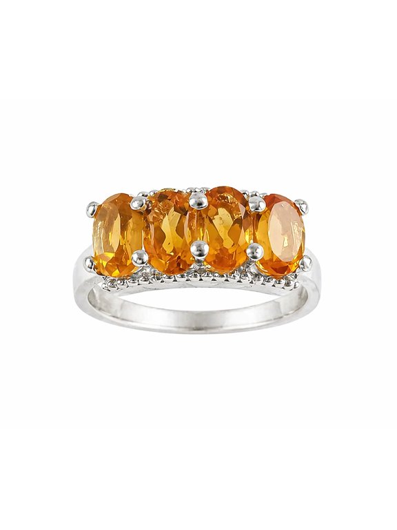 925 Sterling Silver Natural Golden Topaz Oval Cut Ring, Vintage Style November Birthstone Jewelry for Him or Her Gold 10