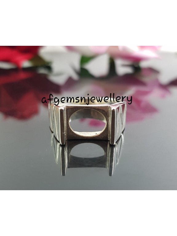 925 Sterling Silver Oval Semi Mount Ring for Men, 9x11mm Blank Ring Setting, Prong Set Gemstone Mount, Custom Jewelry Ring Gold 12.5