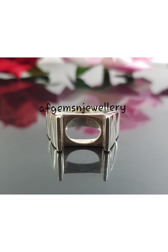 925 Sterling Silver Oval Semi Mount Ring for Men, 9x11mm Blank Ring Setting, Prong Set Gemstone Mount, Custom Jewelry Ring Silver 9