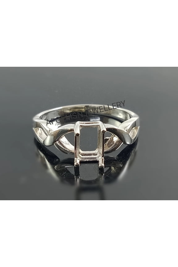 925 Sterling Silver Semi Mount Engagement , 7x5mm Rectangle Prong Setting, Handmade Wedding , Empty Stone Ring Gold 3