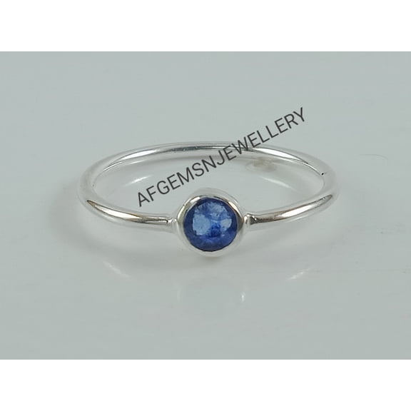 AFGEMSNJEWELLERY Blue Sapphire Ring | Round Sapphire | 925 Sterling Silver Women's Handmade Jewelry |Gift for Mom & Valentine Gift Silver 3