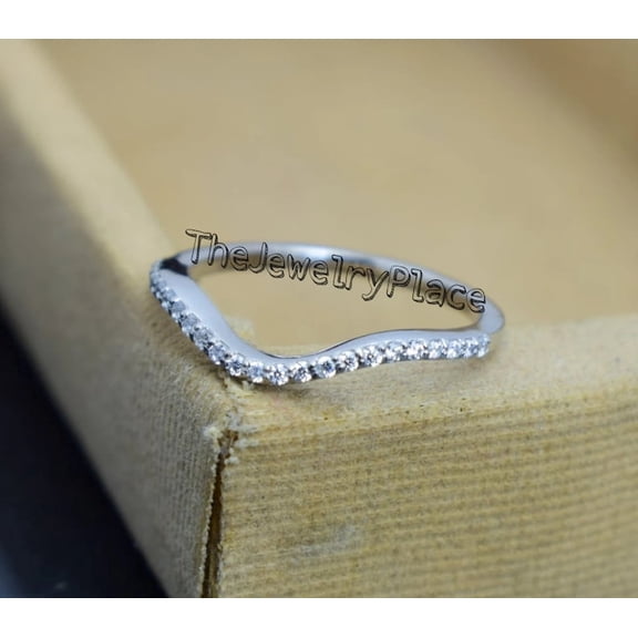 A.F GEMS Curved Wedding Band Enhancer for Engagement Ring, 925 Sterling Silver Cubic Zirconia Stackable Curved Ring Band Size :- 3