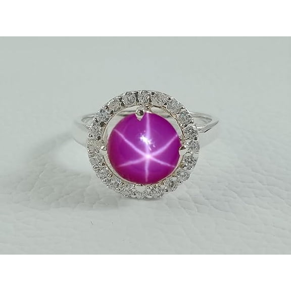 AFGEMSNJEWELLERY Dainty 6 Ray Pink Ruby Star Gemstone Ring 925 Sterling Silver, Star Jewelry Handmade Engagement Ring Gift for Her Silver 3
